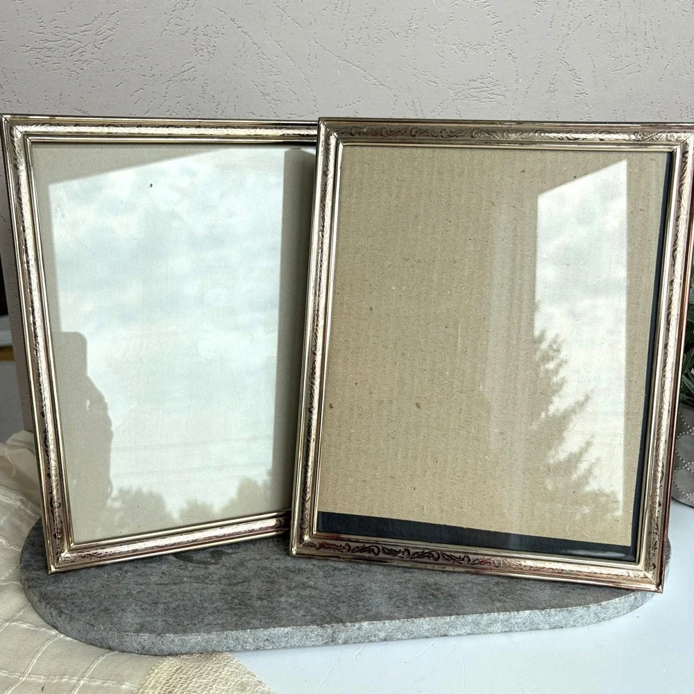 Vintage Gold Metal 8x10 Picture Frames Set of 2 Embossed Scroll Made in Korea